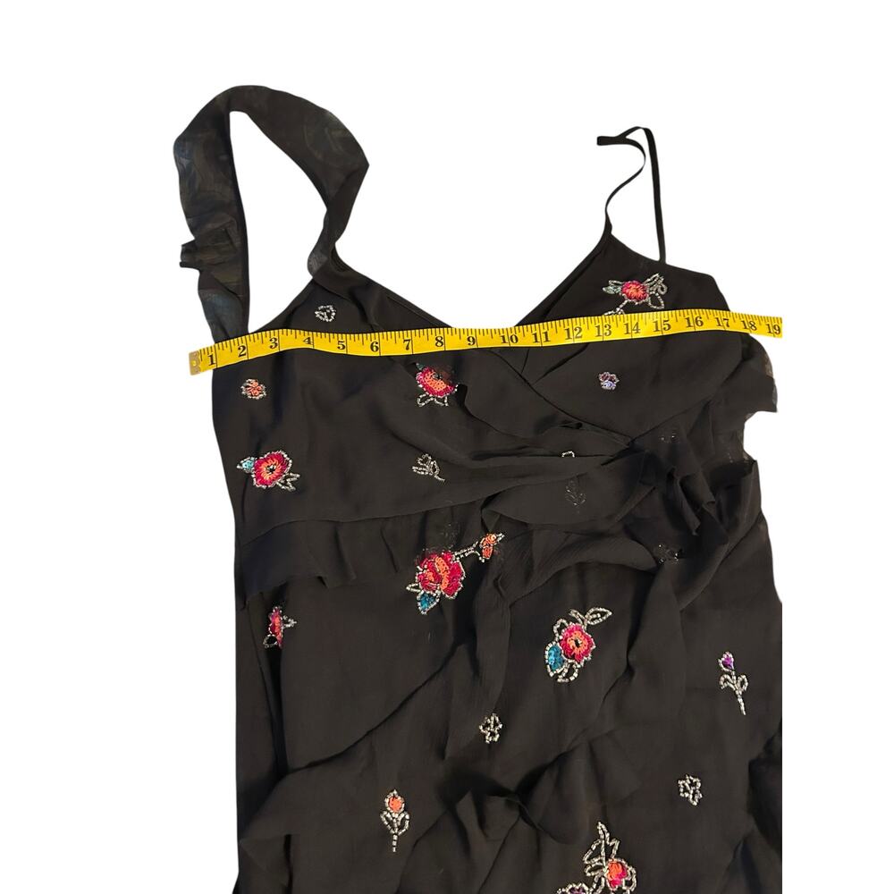 NWT - ASOS Design Black Floral Sequined Gown - Size 12 - Picture 7 of 16
